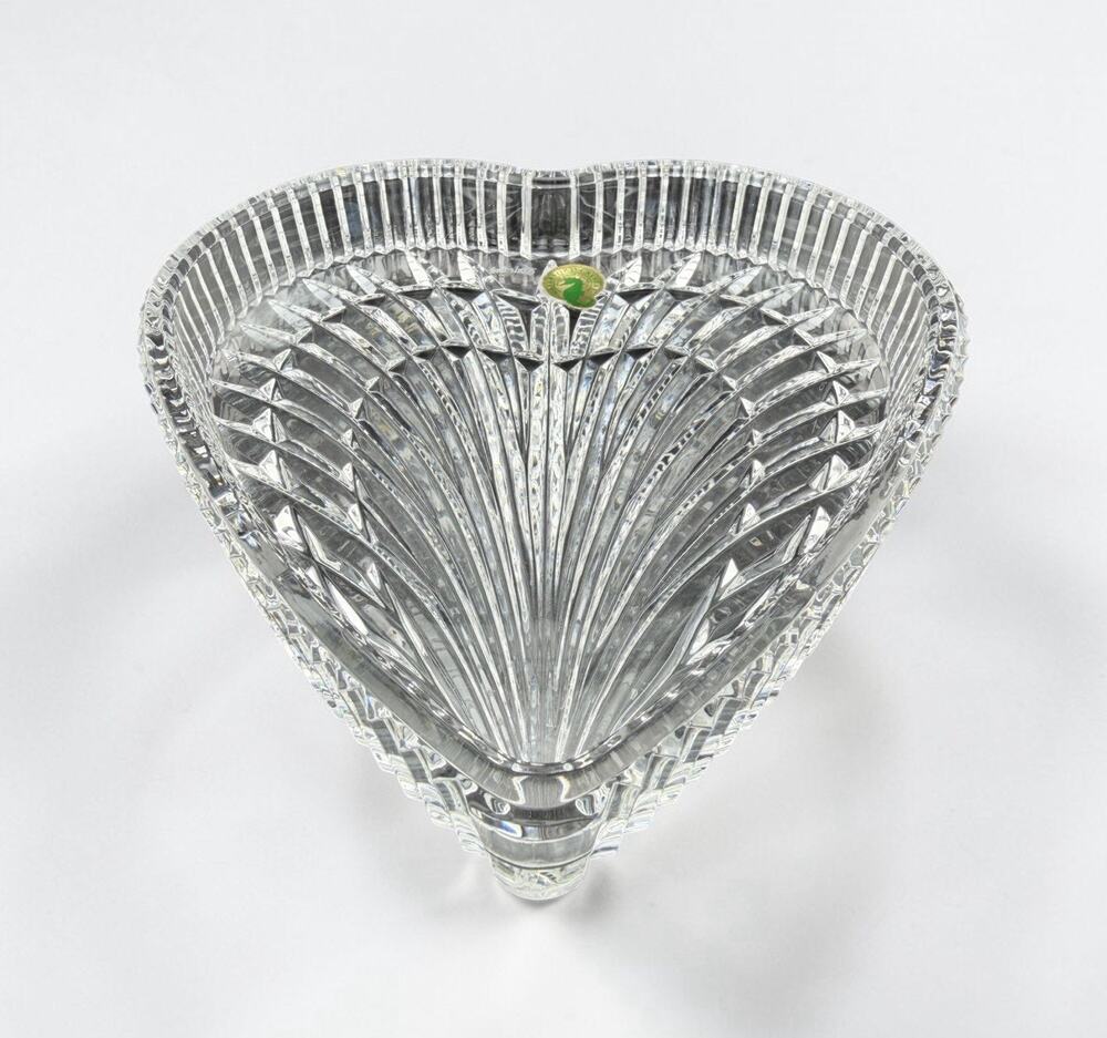 Waterford Crystal Heart Shaped Candy/Trinket Dish Ireland w/ Sticker 7.5"